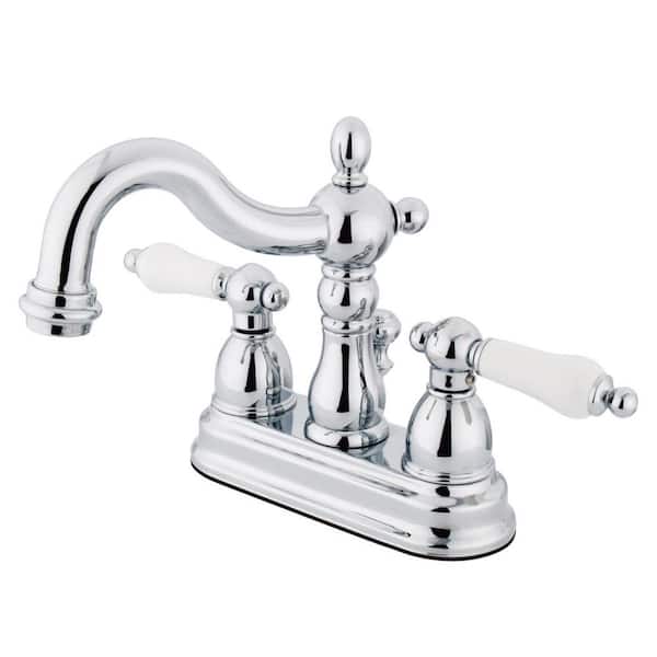 Kingston Brass Heritage 4 in. Centerset 2-Handle Bathroom Faucet with Brass Pop-Up in Polished Chrome