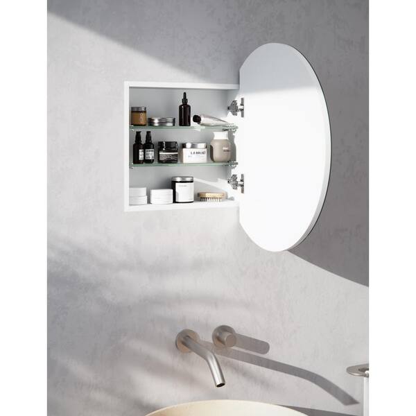 Glass Warehouse Orsa 24 in. W x 24 in. H x 4.75 in. D White Recessed Medicine Cabinet with Mirror