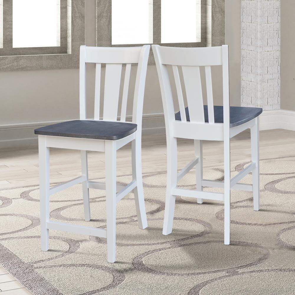 San Remo 24" White and Heather Gray Solid Hardwood Counter Stool