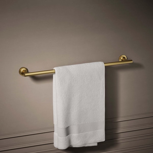 Purist 24 in. Wall Mounted Towel Bar in Vibrant Brushed Moderne Brass