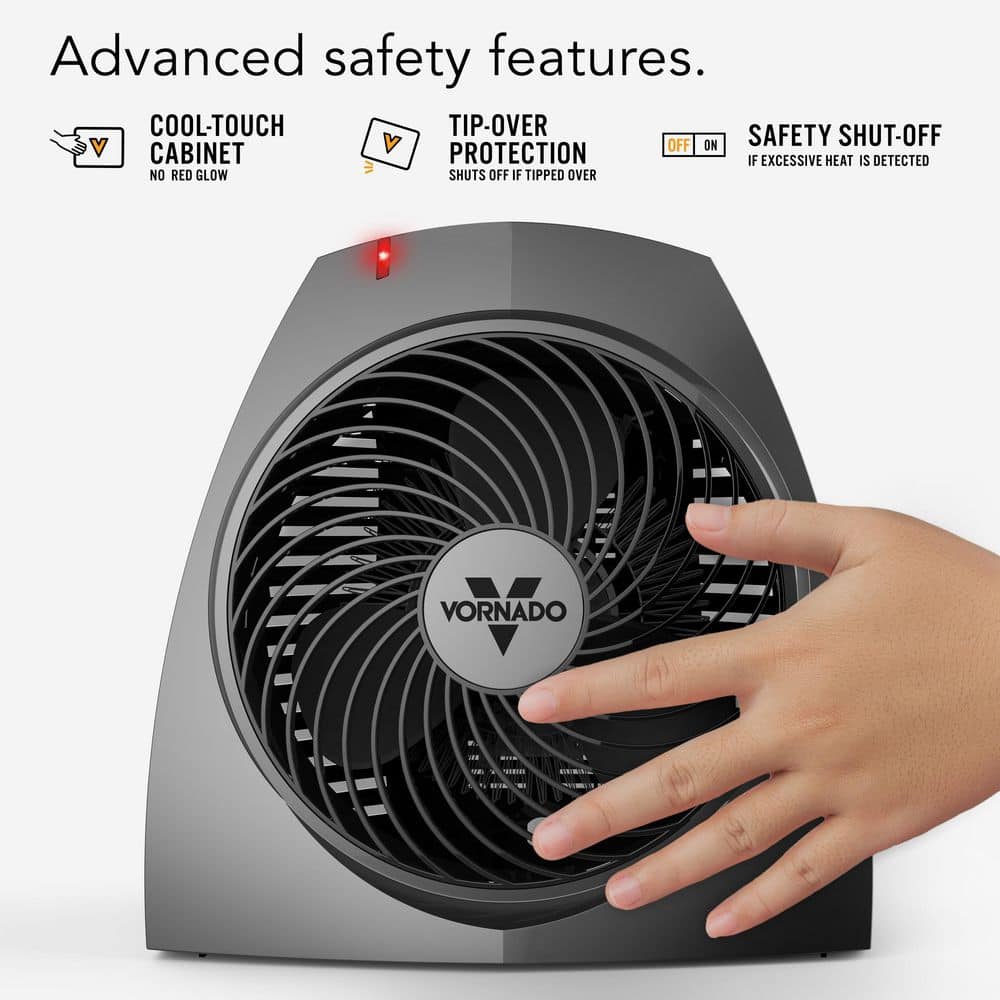 Charcoal Black 1500-Watt Electric Portable Space Heater with Thermostat