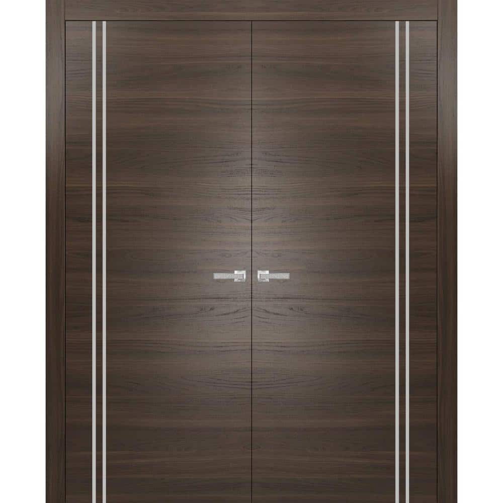 64 in. x 96 in. 2 Panel Chocolate Ash Finished Solid Wood with Honeycomb Sliding Door with Hardware price history on PriceWatchPro