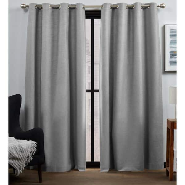 EXCLUSIVE HOME Bensen Grey Solid Blackout Grommet Top Curtain, 52 in. W x 84 in. L (Set of 2)