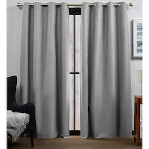 Bensen Grey Solid Blackout Grommet Top Curtain, 52 in. W x 96 in. L (Set of 2)