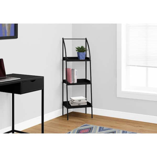 Unbranded 48 in. Black Faux Wood 3-shelf Standard Bookcase with Open Back