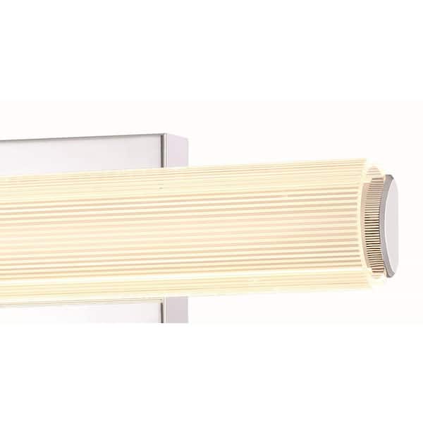 Razors Edge 18.375 in. 1 Light Chrome LED Vanity Light Bar with Striped Acrylic Shade