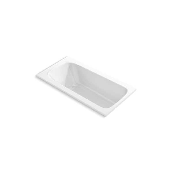 Avec 60 in. x 30 in. Rectangular Soaking Bathtub with Reversible Drain in White