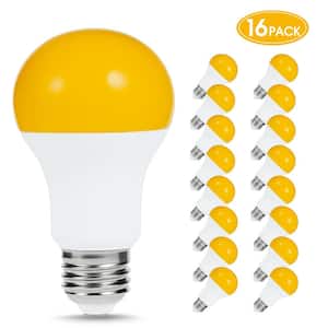 6-Watt, 40-Watt Equivalent A19 Dusk to Dawn LED Bug Light Bulb E26 Base in Yellow-Colored 2000K (16-Pack)
