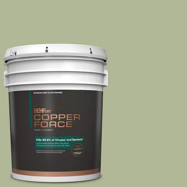 COPPER FORCE 5 gal. #PPU11-08 Moss Print Semi-Gloss Enamel Virucidal and Antibacterial Interior Paint & Primer