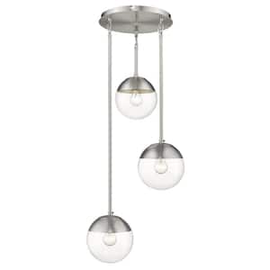 Dixon 3-Light Pendant in Pewter with Clear Glass and Pewter Cap