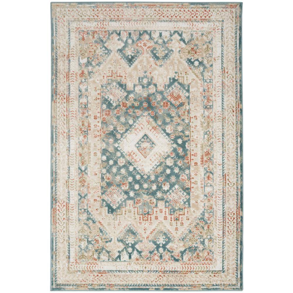 Thalia Green & Ivory Geometric 6' x 9' Easy-Care Area Rug