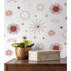 Sun Phases Fire Vinyl Peel and Stick Wallpaper Roll (Covers 30.75 sq. ft.)