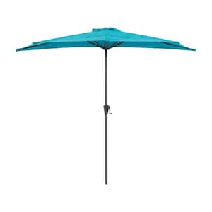 8.5'ft. Steel Market Half Patio Umbrella in Turquoise Blue
