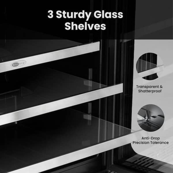 24 in. 5.65 cu. ft. 140 Can Undercounter Beverage Refrigerator in Black Cabinet with Stainless Steel Door