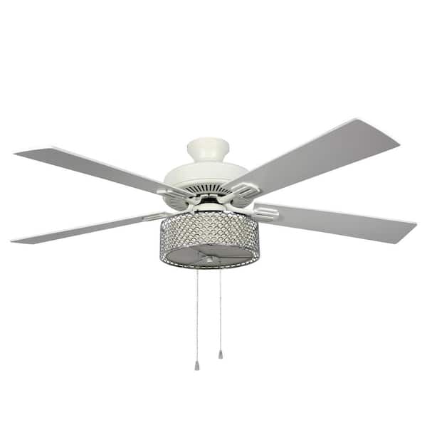 River of Goods Zoe 52 in. LED Indoor Chrome and White Ceiling Fan with Light