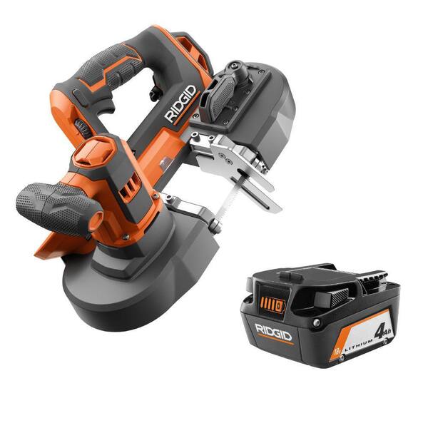 RIDGID 18V Compact Band Saw with 32-7/8 in. Blade and 4.0 Ah Lithium-Ion Battery
