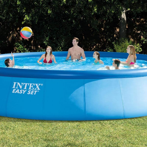 tårn Gutter nedsænket INTEX 18 ft. x 48 in. Round Above Ground Swimming Pool with 7 in. Chlorine  Dispenser 26175EH + 8720 - The Home Depot