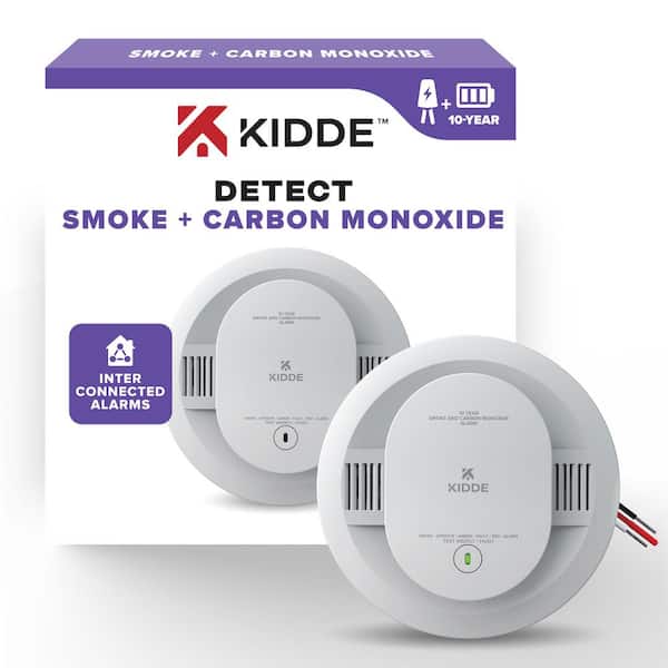 Kidde 10-Year Hardwired Combination Smoke and Carbon Monoxide Detector with Interconnected Alarm and LED Warning Lights