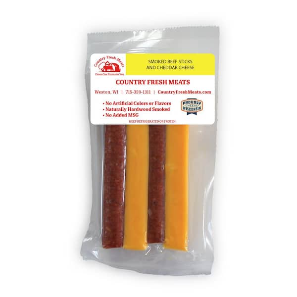 COUNTRY FRESH MEATS Smoked Beef Sticks and Cheddar Cheese, Meat and Cheese Snack