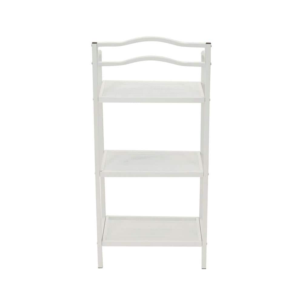 Elegant White 3-Tier Mesh Steel Freestanding Storage Shelf