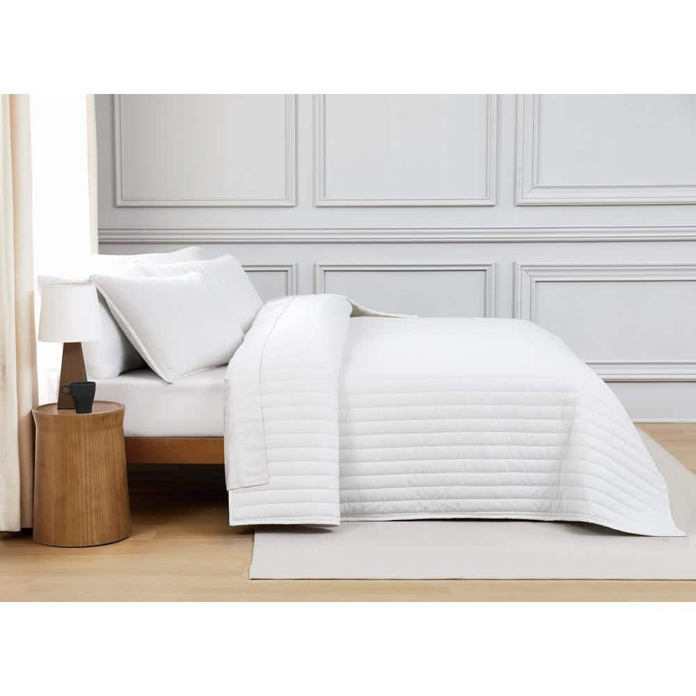 White Full Cotton Quilt Set with Polyfill
