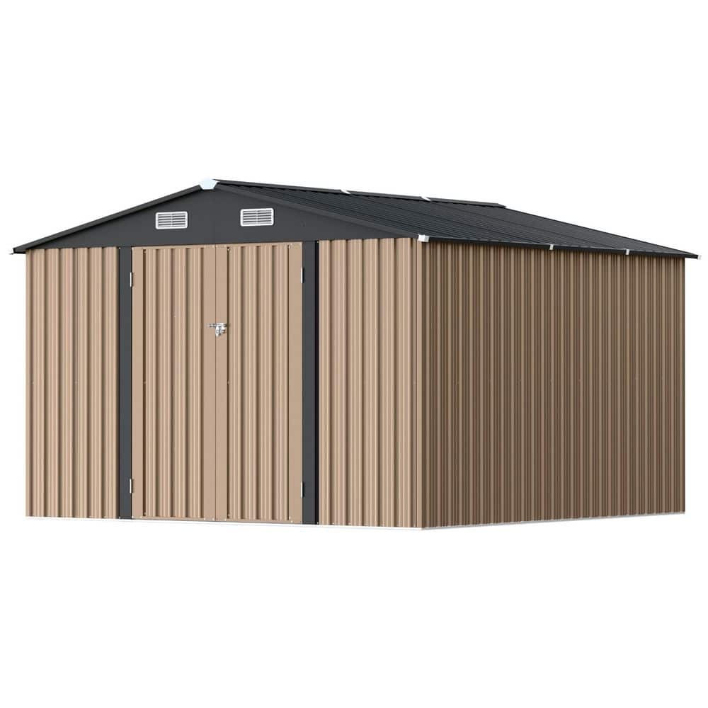 10 ft. W x 10 ft. D Metal Storage Shed for Garden and Backyard,with Lockable Doors in Brown(100 sq. ft. ) price history on PriceWatchPro