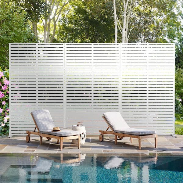 Image showcasing TUYOHW 47 in. W x 72 in. H White Metal Privacy Screen-Rust-Resistant ...