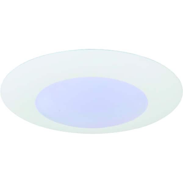 Volume Lighting Mini 1-Light White Aluminum LED Indoor/Outdoor Ceiling Surface Flush Mount/Wall Sconce with Lens, Round Trim