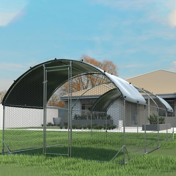 FIROMO 9.2 ft. W x 24.9 ft. L x 6.5 ft. H Large Metal Chicken Coop Upgrade, Triple Supported Wire Impregnated Plastic Mesh Cage