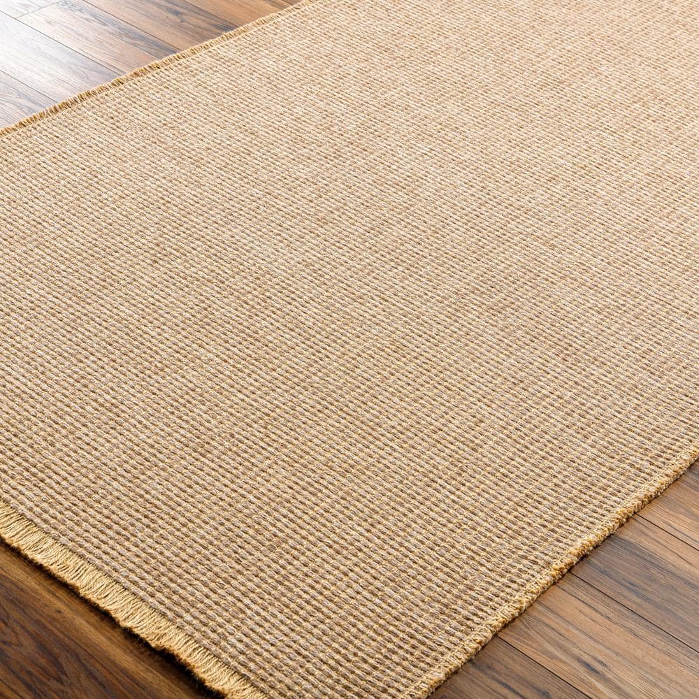Kimi Light Brown Textured Polypropylene and Jute Runner Rug