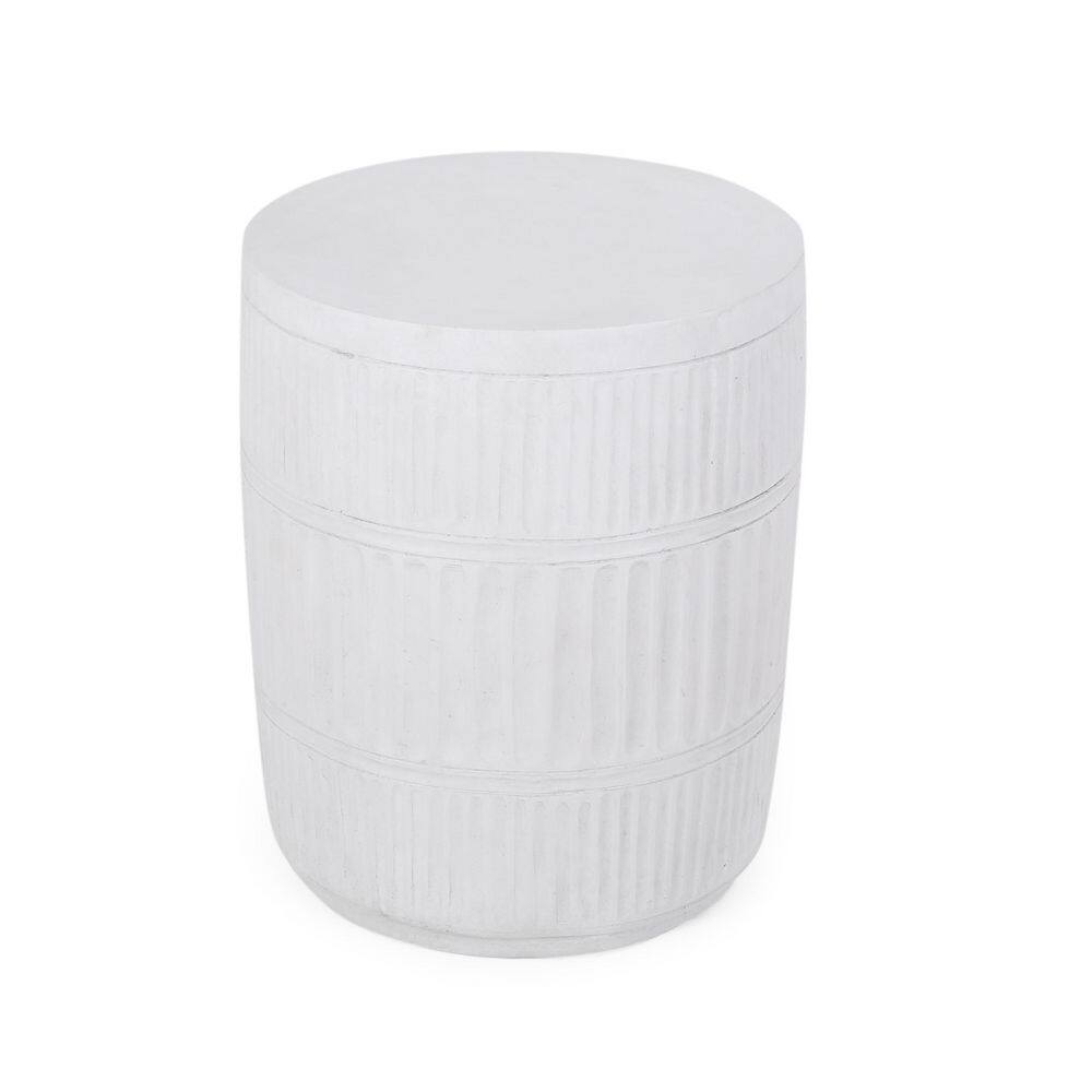 Antique White Outdoor Magnesium Oxide Side Table with Fluted Design and Lightweight Concrete, Modern Patio End Table price history on PriceWatchPro