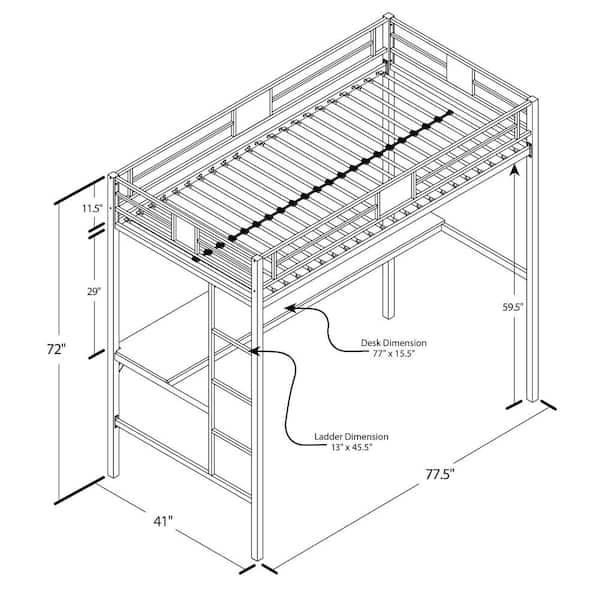 Dhp Twin Loft Bed Top Ers 53 Off, Yourzone Metal Loft Bed Twin Size Assembly Instructions Pdf