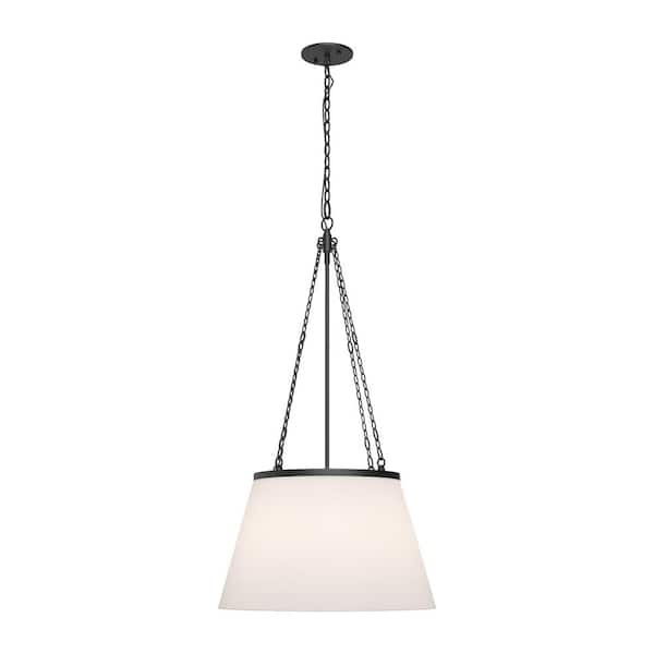 ALORA MOOD Speakeasy 18 in. 1 Light 60-Watt Matte Black/White Linen Pendant Light