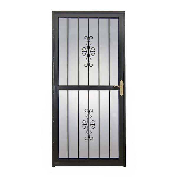 Grisham 36 in. x 80 in. 301 Series Black Prehung Guardian Steel Security Door