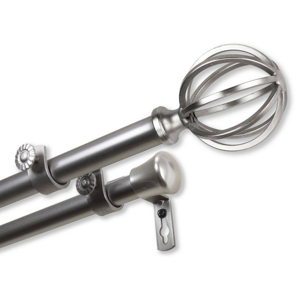 28 in. to 48 in. Adjustable 13/16 in. Leoni Double Curtain Rod in Satin Nic