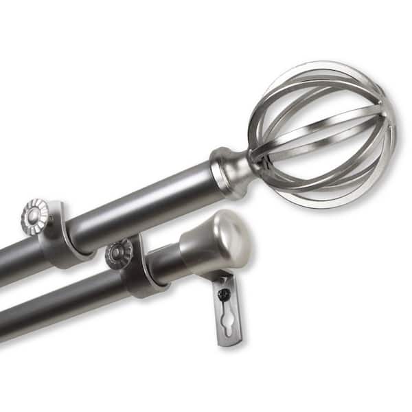 Unbranded 28 in. to 48 in. Adjustable 13/16 in. Leoni Double Curtain Rod in Satin Nickel