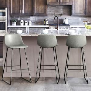 Alexander 30 in. Gray Faux Leather Bar Stool Low Back Metal Frame Counter Height Bar Stool (Set of 5)
