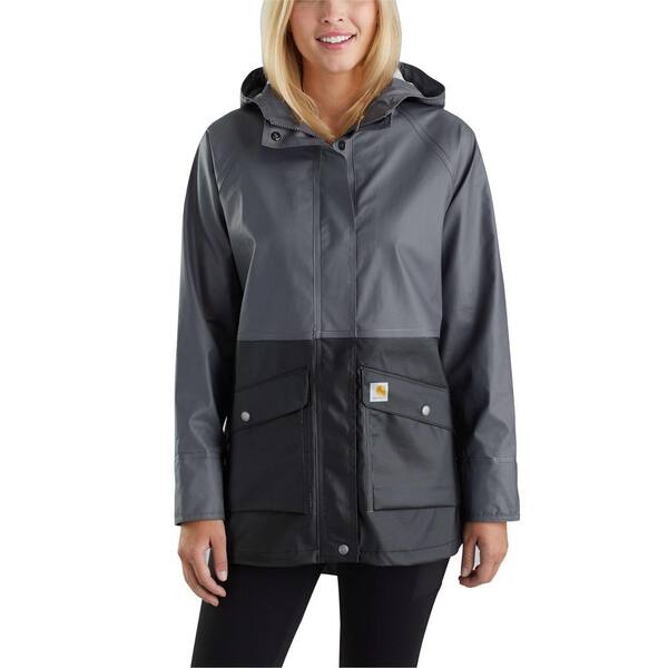 Carhartt Women's Medium Black Polyethylene Vinyl/Polyester Waterproof Rainstorm Coat