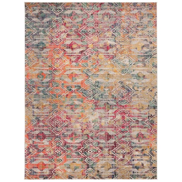 Monaco 9 ft. x 12 ft. Multi Distressed Geometric Area Rug