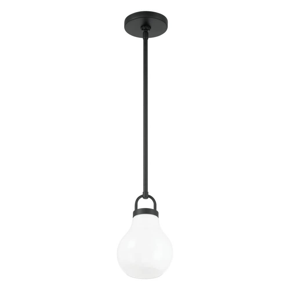 Mansfield 6-inch 1-light Matte Black Pendant Light with Opal Glass Shade price history on PriceWatchPro
