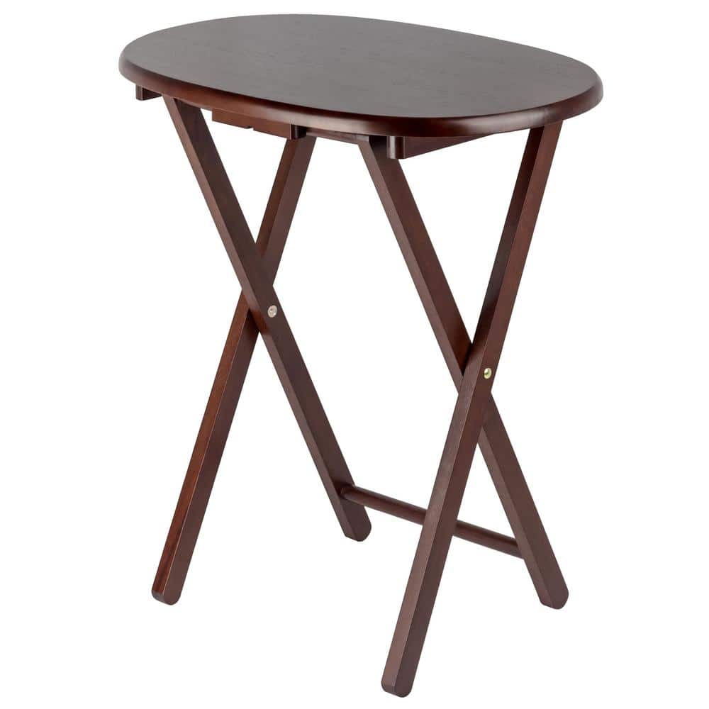 Mid-Century Modern Cappuccino Brown Oval Snack Table Set