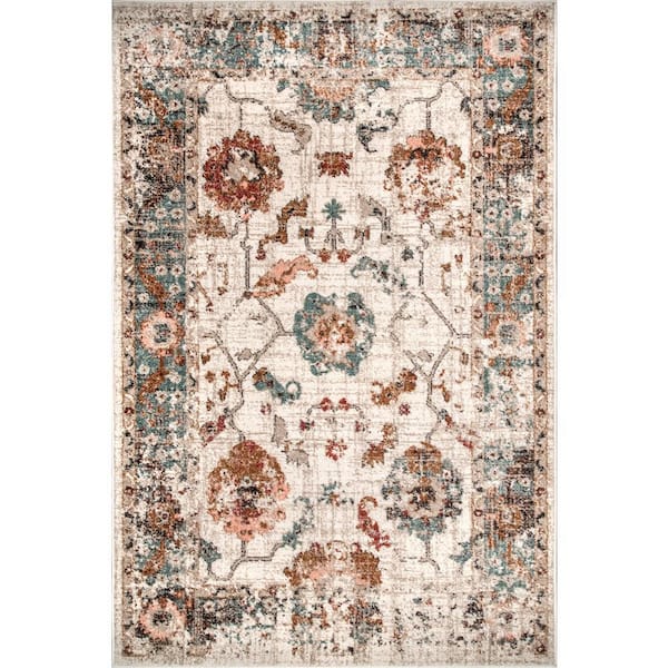 nuLOOM Cecil Vintage Floral Beige 9 ft. x 12 ft. Area Rug