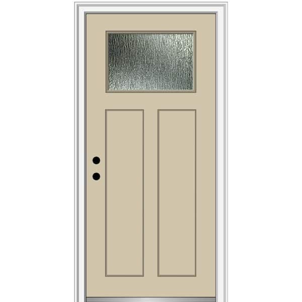 MMI Door 32 in. x 80 in. Right-Hand/Inswing Rain Glass Wicker Fiberglass Prehung Front Door on 6-9/16 in. Frame
