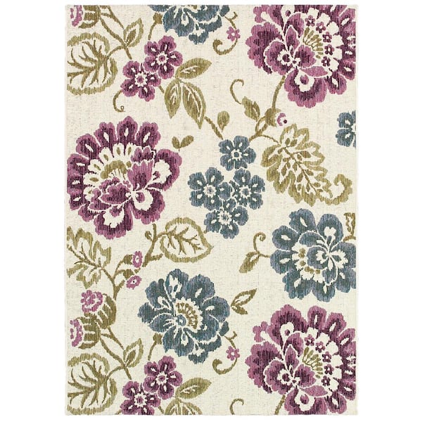 Couristan Dolce Tivoli Ivory-Multi 9 ft. x 13 ft. Indoor/Outdoor Area Rug