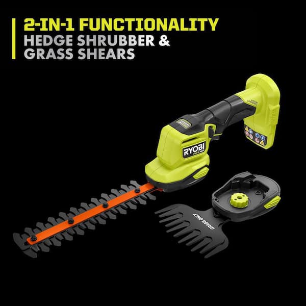 RYOBI ONE+ 18V Cordless Grass Shear and Shrubber Trimmer with 2.0