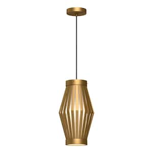 Hana 9 in. 1 Light 60-Watt Aged Gold/Opal Matte Glass Pendant Light