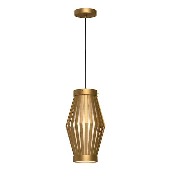 ALORA MOOD Hana 9 in. 1 Light 60-Watt Aged Gold/Opal Matte Glass Pendant Light
