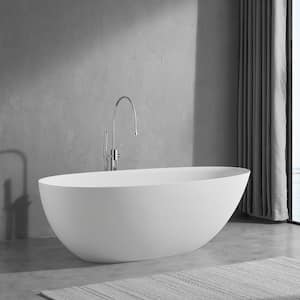 67 in. x 33.46 in. Solid Surface Stone Freestanding Soaking Bathtub with Left Drain in White/Matte