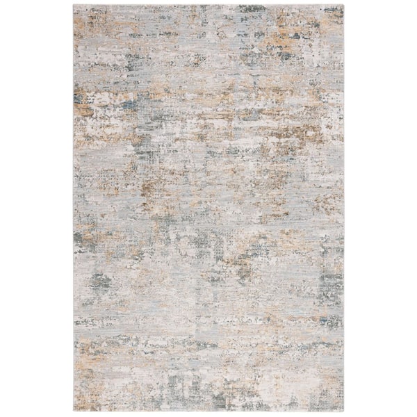 Adrianna 8 ft. x 10 ft. Blue/Gold Classic Marble Area Rug