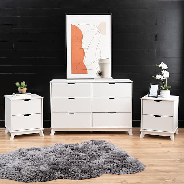 white dresser and nightstand Mason 64" 7-Drawer Homelegance Garretson HE SICOTAS 26.78"W White Nightstand 3